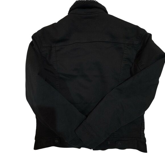 Levi’s Premium Denim Jacket Sherpa Lined Women’s XS Triple Black - Picture 4 of 16